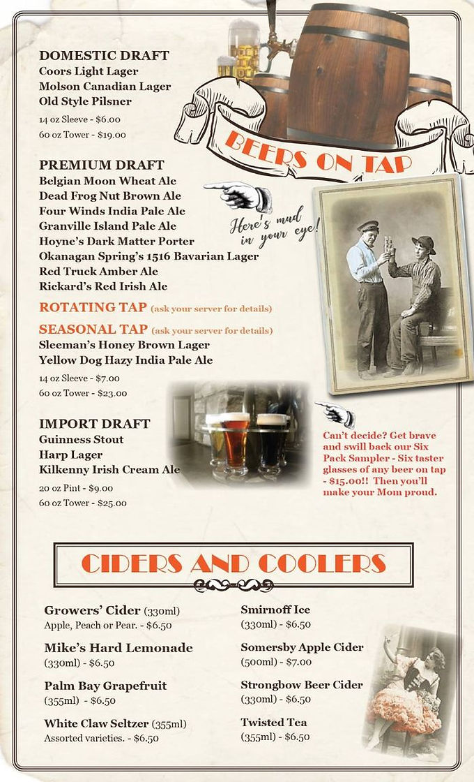 drinks menu