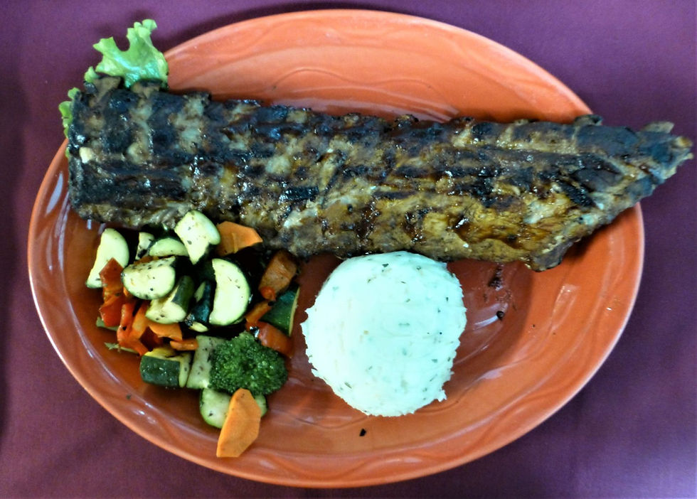 grilled meat with salad 
