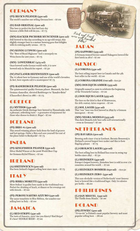 drinks menu