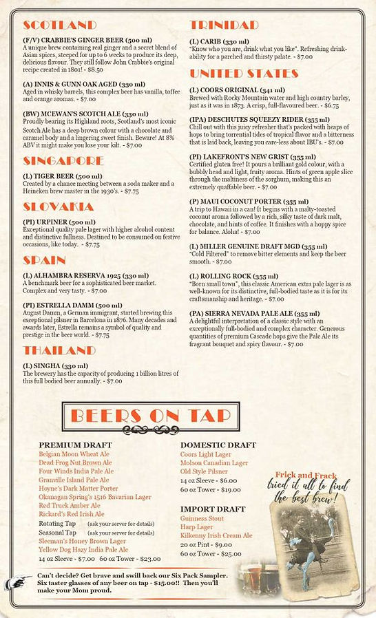 Our traveling show drinks menu